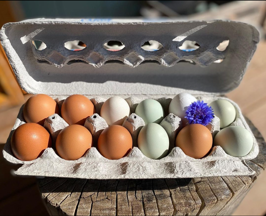 Eggs -- one dozen, unwashed