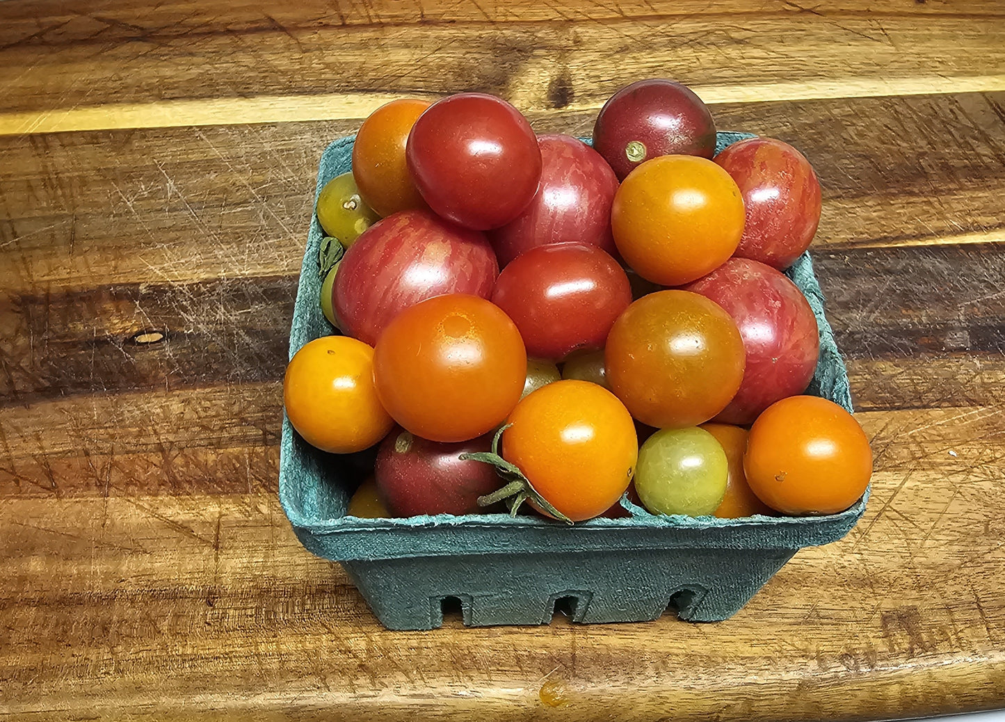 Tomatoes - Wondrous Farm basket of many-colored Cherry Tomatoes